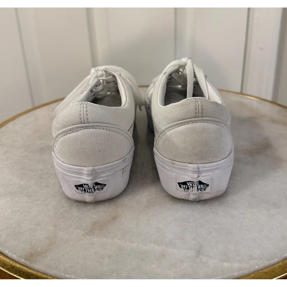 Vans‎ Old Skool Platform White Canvas Sneakers US Women 7